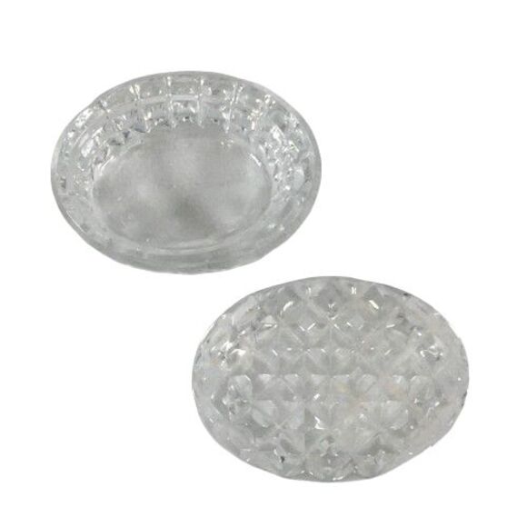 Vintage Art Glass Trinket Pill Box Diamond Quilted Pattern Dresser Vanity Decor - Picture 3 of 7